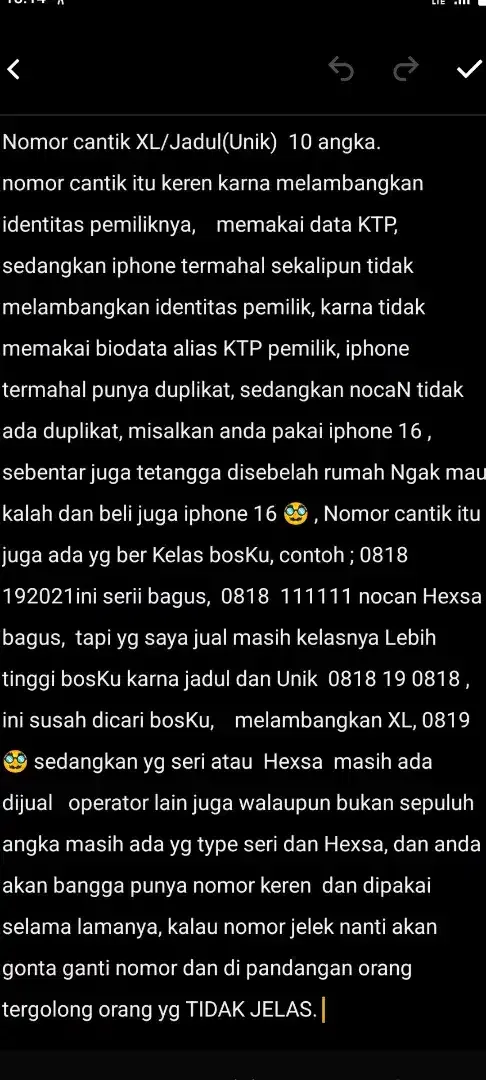 Dijual nomor cantik XL - Image 1 of 2
