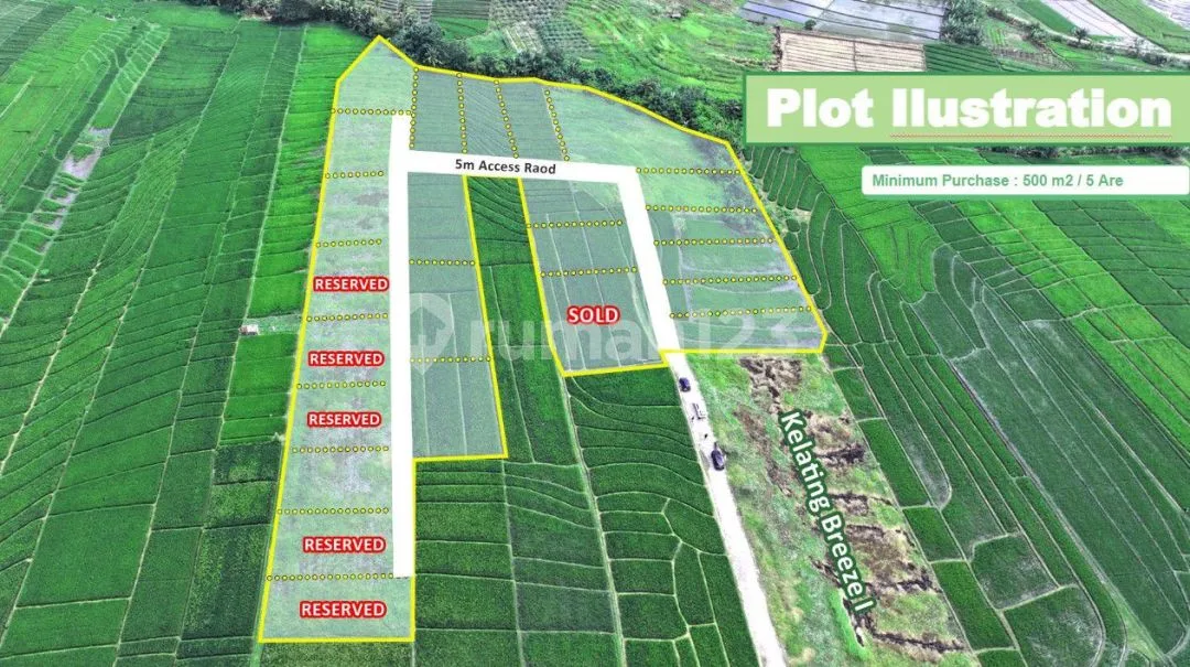 Tanah Kavling 500 M2 SHM Kelating Tabanan - Image 1 of 4