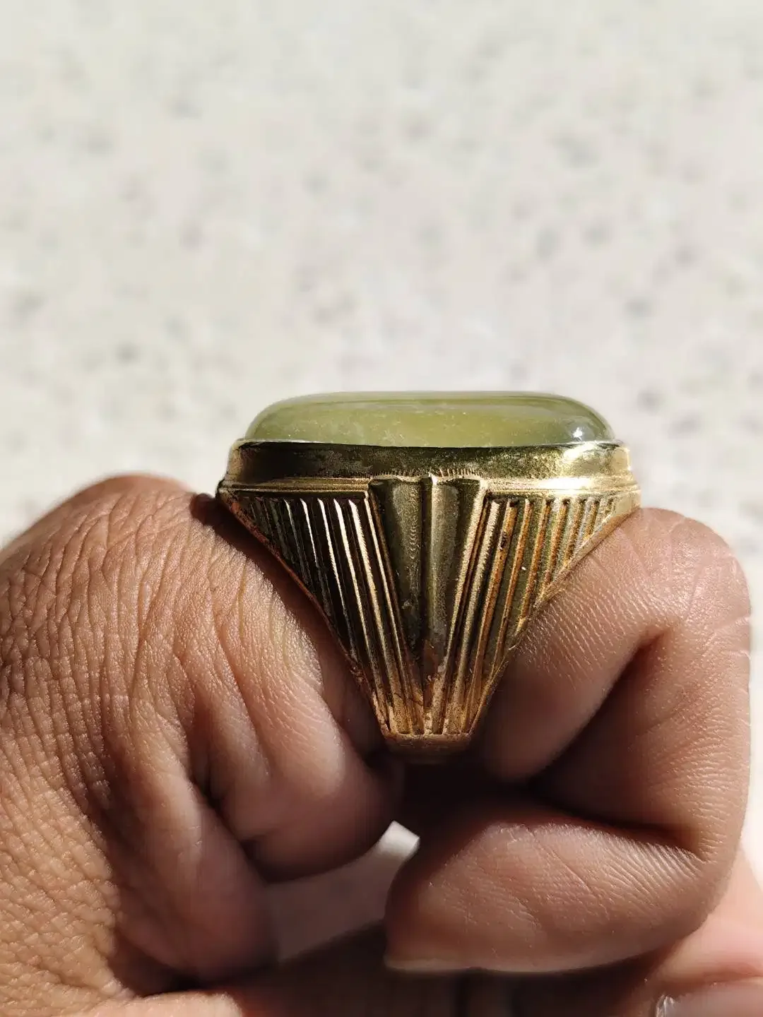 Big Natural Green Sapphire, cat eye luster, kristal - Image 3 of 5