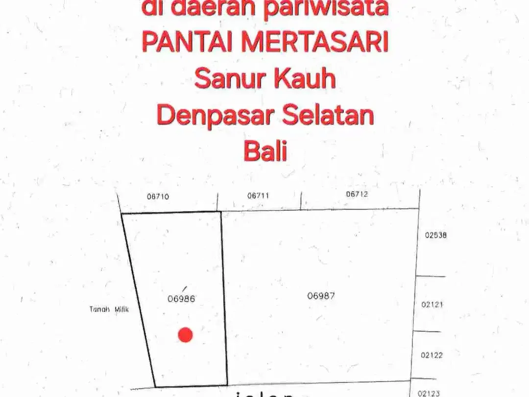 Jual tanah 10are area PANTAI MERTASARI SANUR Bali - Image 1 of 6