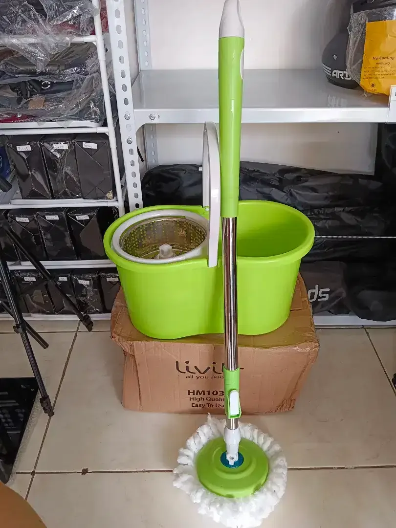 Alat Pel Lantai Stainless Super Mop Dengan Ember Pencuci Putar kap2-3L - Image 7 of 9