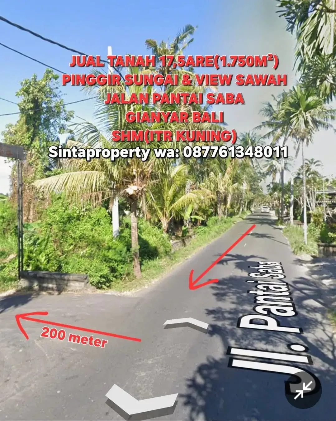 Jual TANAH VIEW SAWAH dan SUNGAI di PANTAI SABA BLAHBATU GIANYAR BALI - Image 2 of 10