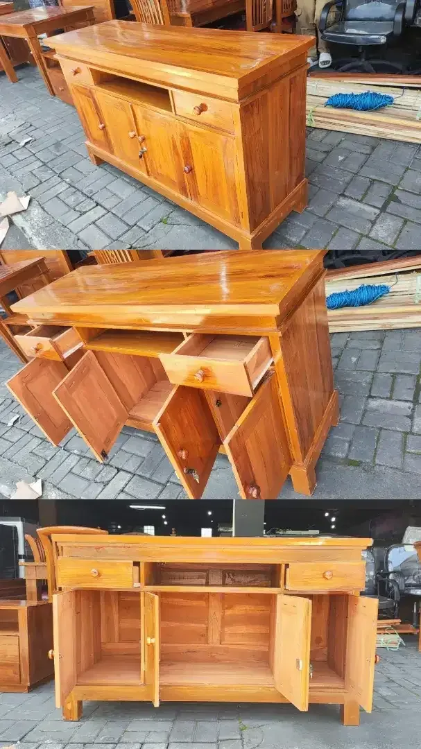 Buffet Rak Meja TV sideboard bahan kayu jati murah - Image 3 of 4