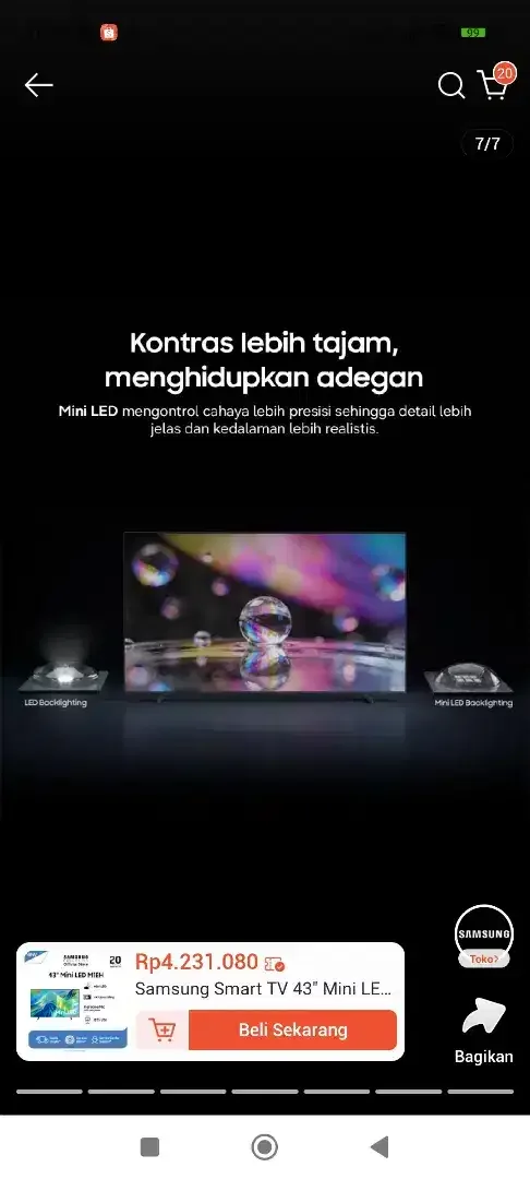MiniLed Samsung 43 SmartTV 4K UHD Netflix YouTube Digital BARU Resmi - Image 2 of 7