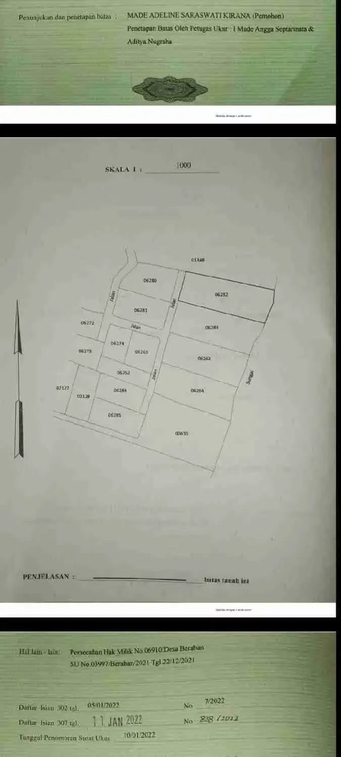DIJUAL TANAH LOS SUNGAI NYANYI TABANAN - Image 5 of 5