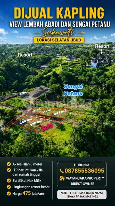 Dijual Lahan Premium View Sungai & Lembah - Dekat Ubud - Image 1 of 4