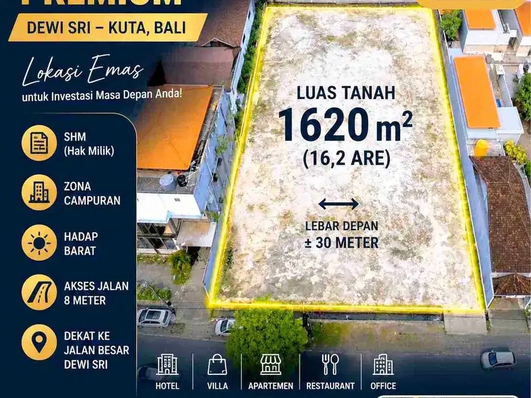 DIJUAL LAHAN STRATEGIS PREMIUM – DEWI SRI, KUTA BALI - Image 1 of 5