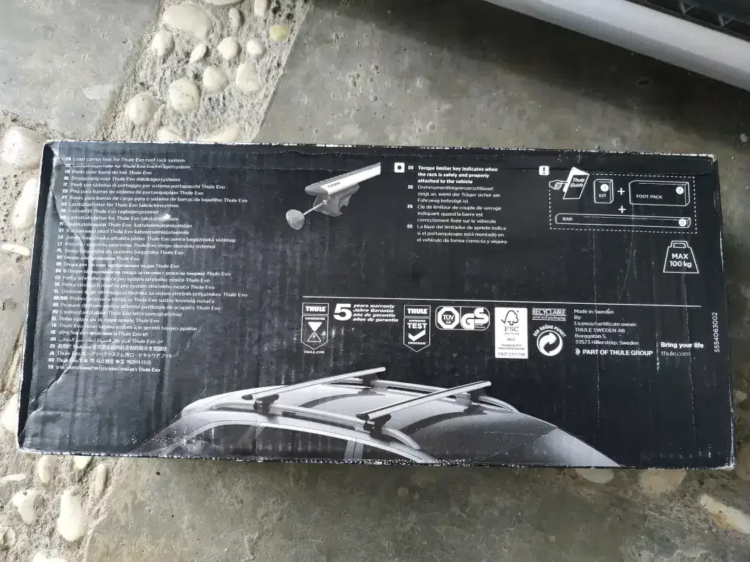 Thule Roof Rack Crossbar Wingbar Evo Silver 135cm Footpack Raised Rail - Image 4 of 6
