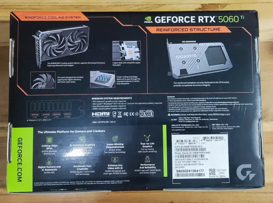 RTX 5060 Ti, WINDFORCE 8 GB, NEW, SEGEL - Image 2 of 9