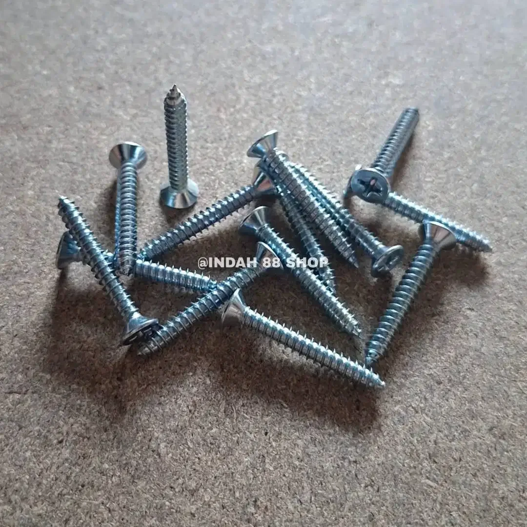 Sekrup Baut Cacing / Sekrup JF (+) Kepala Rata / Tapping Screw - Image 1 of 2
