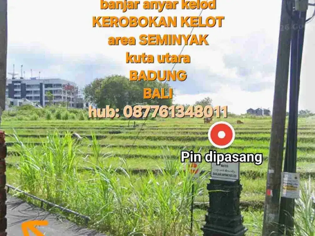Jual tanah 21 are di Umalas ii Kerobokan Seminyak Bali, view sawah, ITR kuning - Image 9 of 10
