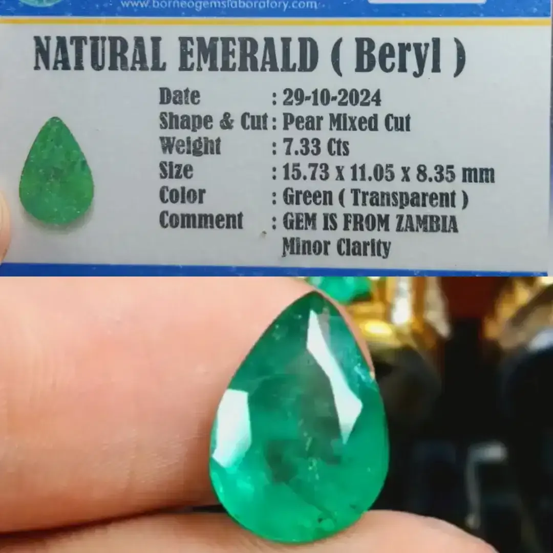 Natural emerald zamrud zambia minor clarity 7crt up - Image 9 of 9