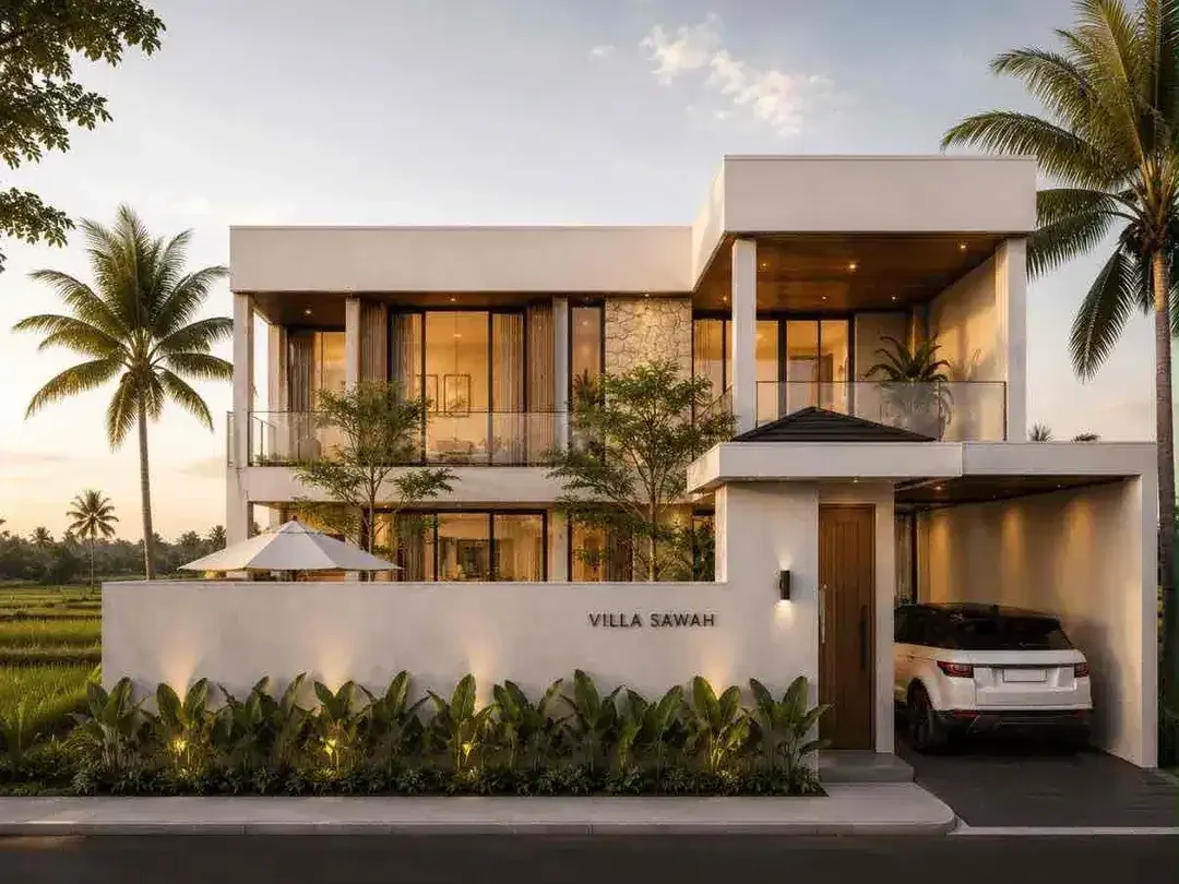 Modern tropical villa with paddy field view in the heart of Canggu Berawa - Image 1 of 6