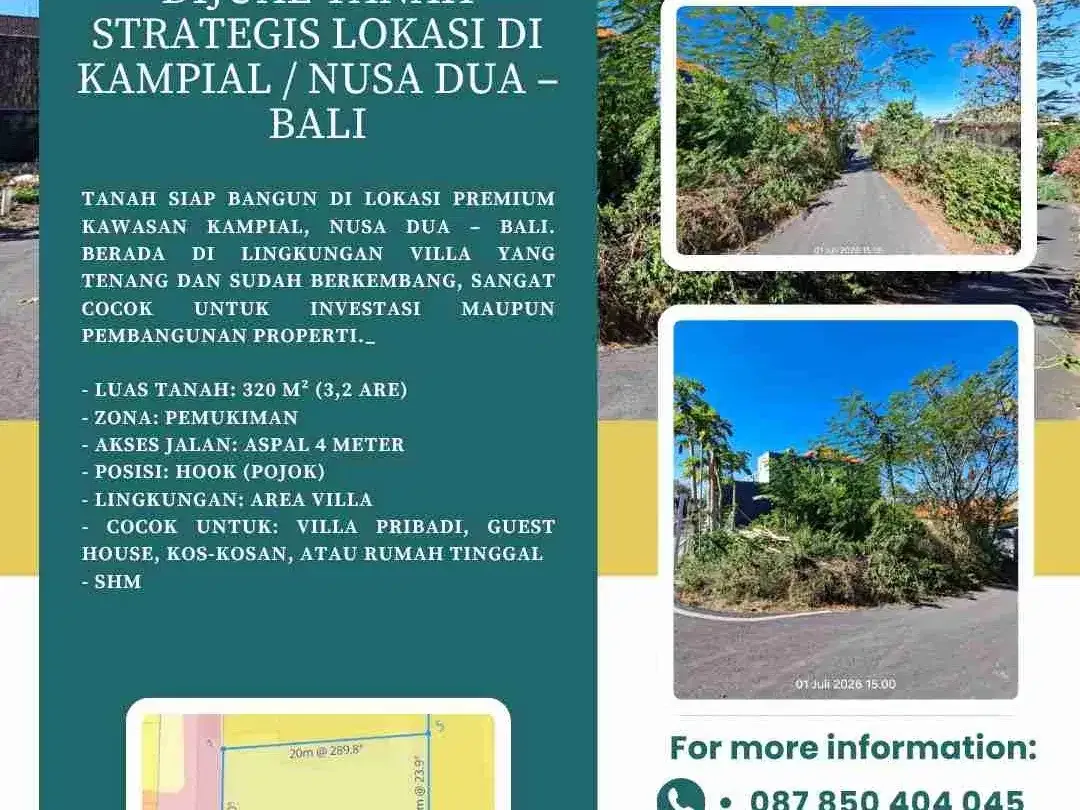 DIJUAL TANAH STRATEGIS LOKASI DI KAMPIAL / NUSA DUA – BALI - Image 2 of 6