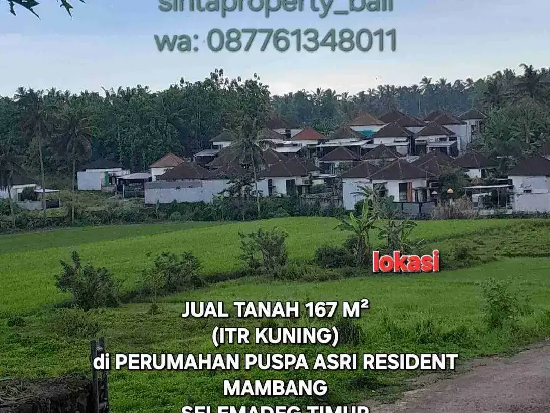 Jual Tanah 1,67are VIEW SAWAH, ITR perumahan di Puspa Asri Residence, Selemadeg Tabanan Bali - Image 3 of 10