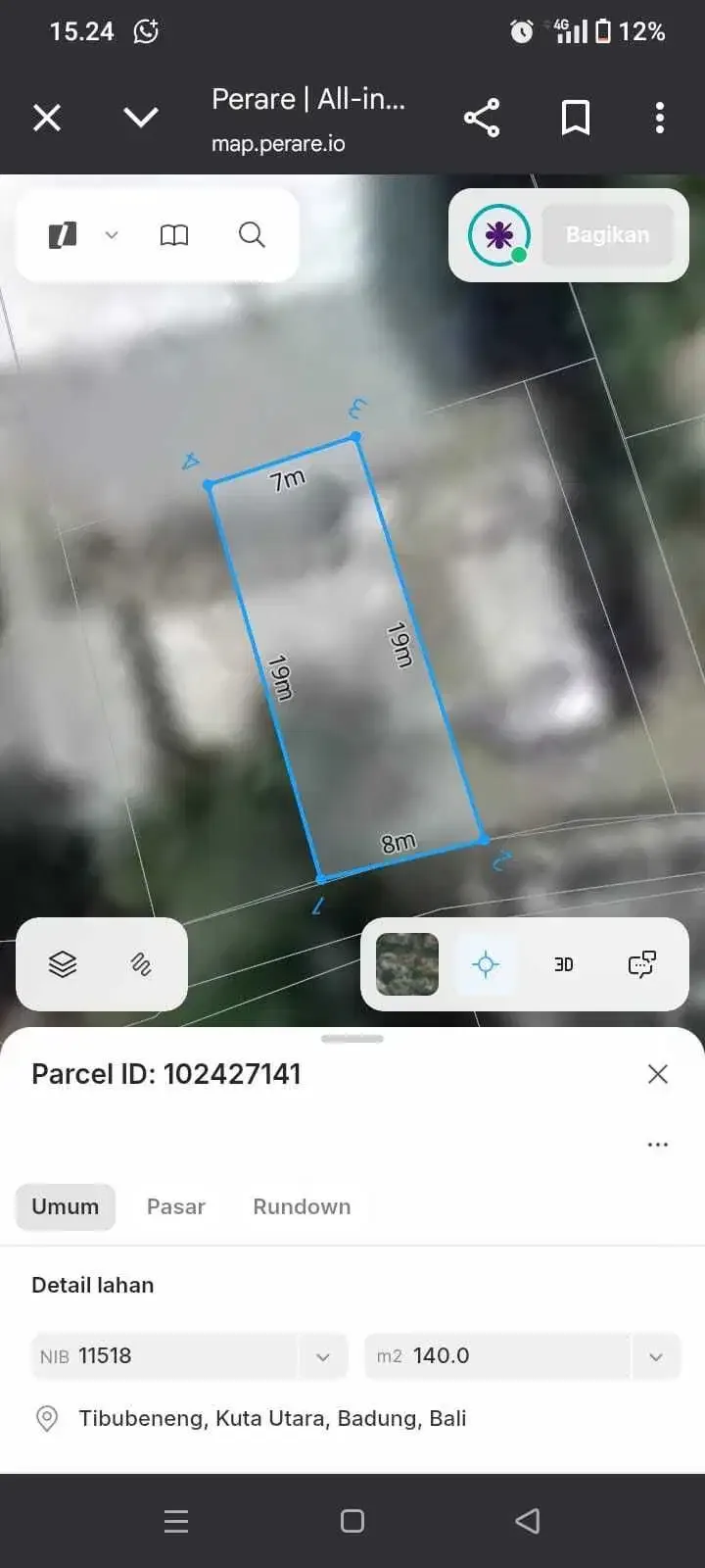 Tanah 140m2 Strategis di jalan Krisna Canggu Berawa - Image 1 of 6