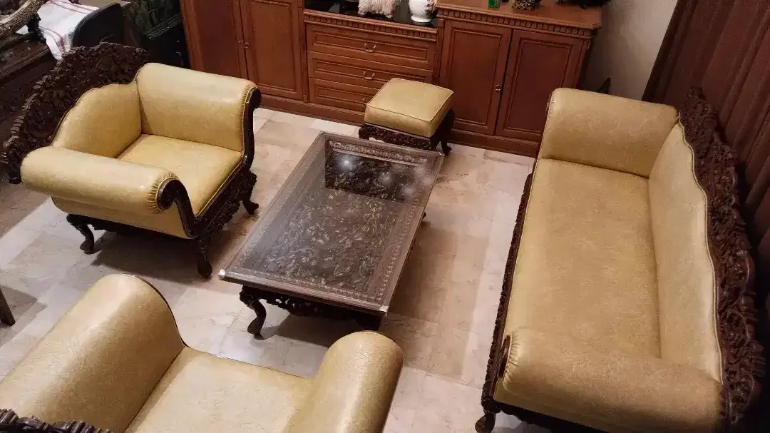 SOFA UKIR & MEJA UKIR BALI ASLI KAYU JATI SATU SET - Image 2 of 9