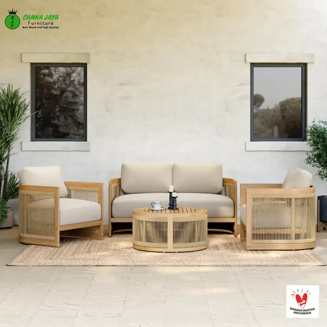 Set Tamu Sofa Boheva Minimalis Kayu Jati - Image 2 of 6