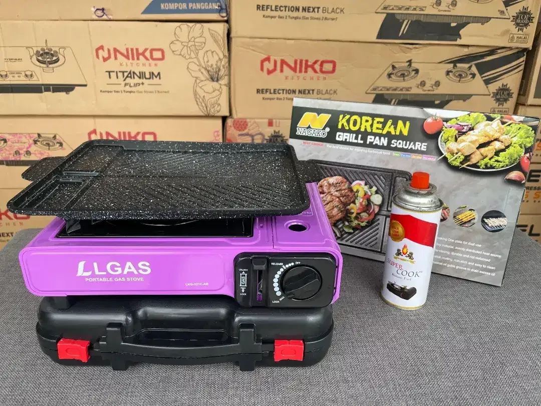 BARU PAKET KOMPOR PORTABEL + KOREAN GRIL PAN ANTI LENGKET+ GAS KALENG - Image 2 of 2