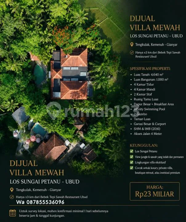 Dijual Villa Mewah Los Sungai Petanu - Ubud View Hutan & Sawah - Image 2 of 4
