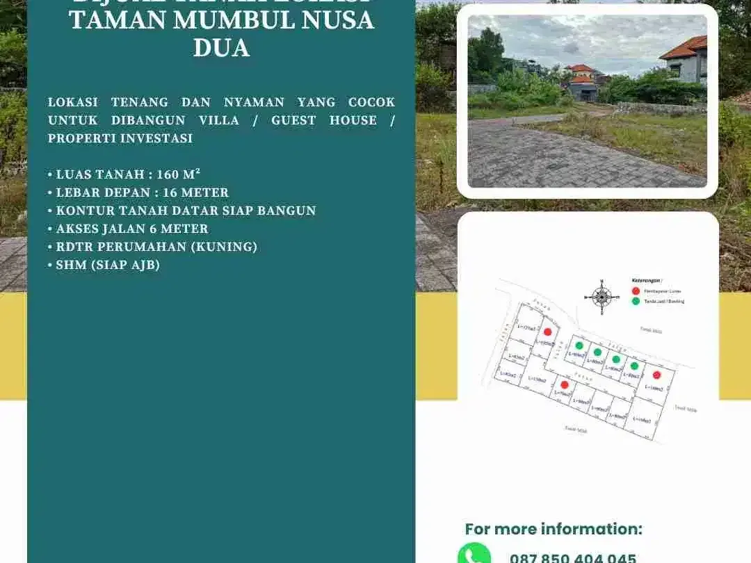 DIJUAL TANAH LOKASI TAMAN MUMBUL NUSA DUA - Image 2 of 7