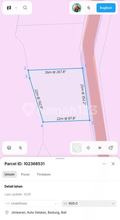 Tanah 6 Are Ocean View Jimbaran #Tj6436 - Image 2 of 4
