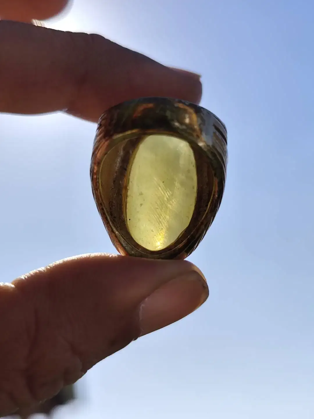 Big Natural Green Sapphire, cat eye luster, kristal - Image 5 of 5