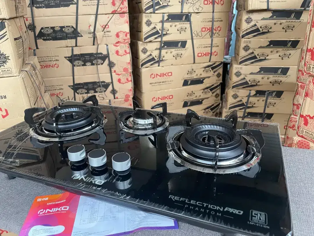 Stock ready NIKO kompor gas kaca tanam 3 tunggku bisa duduk juga - Image 2 of 2