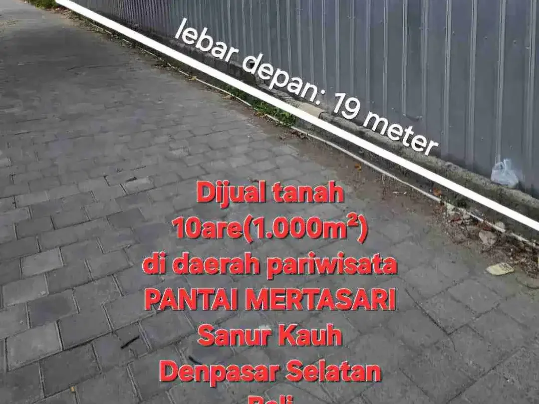 Jual tanah 10are area PANTAI MERTASARI SANUR Bali - Image 3 of 6