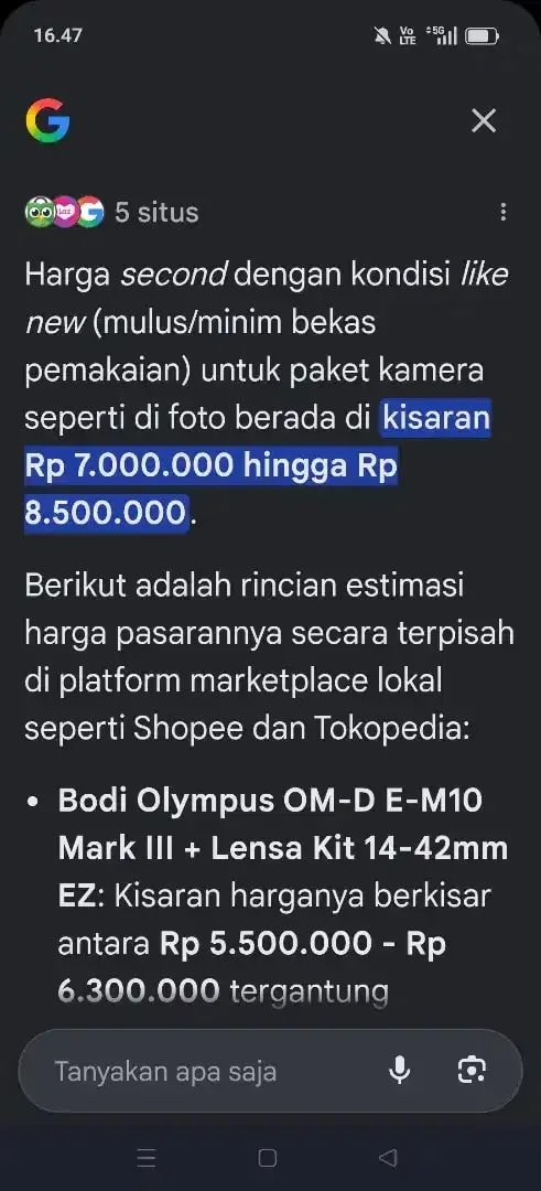 Kamera Olympus fullset like new plus Lensa - Image 6 of 8
