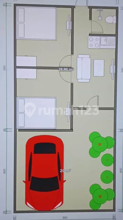 Rumah 2 Kamar Bonus Ac dan Bed di Sesetan Bg - Image 2 of 4