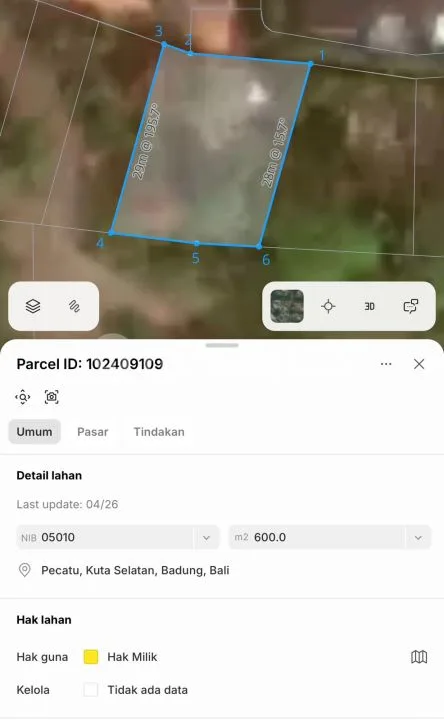 Land Labuan Sait 600 Sqm 5 Minutes Bingin Beach Freehold Pa25 - Image 2 of 4