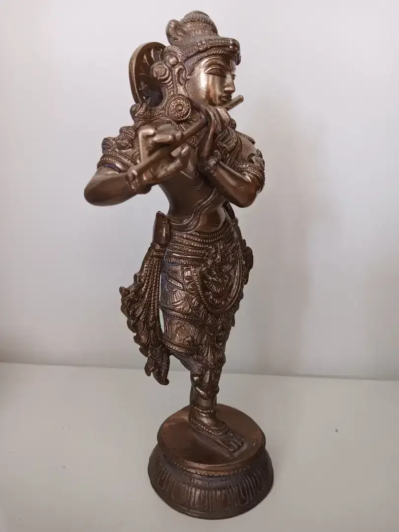 Patung Krishna Asli India Perunggu Bronze Murti - Image 3 of 4