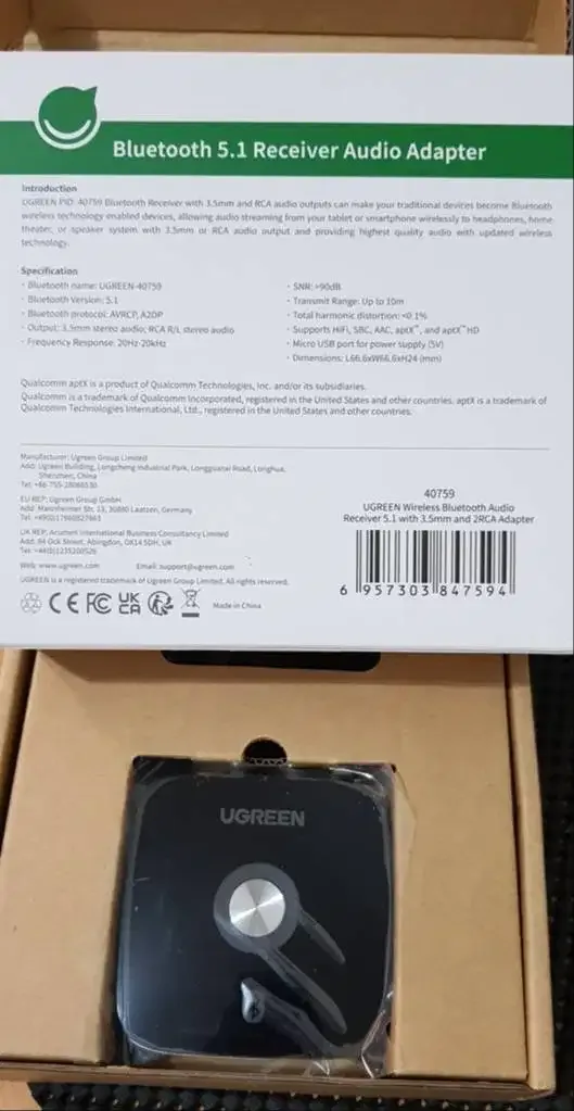 BLUETOOTH AUDIO RECEIVER APTX 5.0 UGREEN - Image 5 of 5