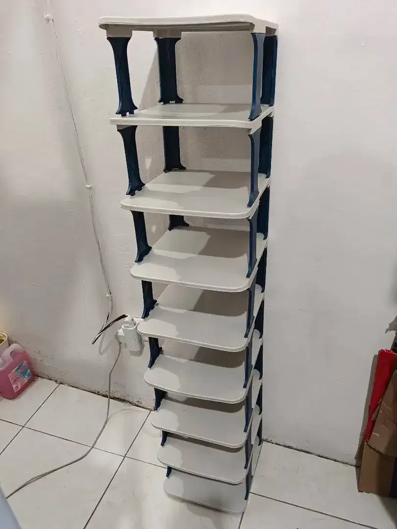 Rak Sepatu Serbaguna 9susun Putih mix Navy Uk24x26x114cm Bahan Plastik - Image 2 of 4