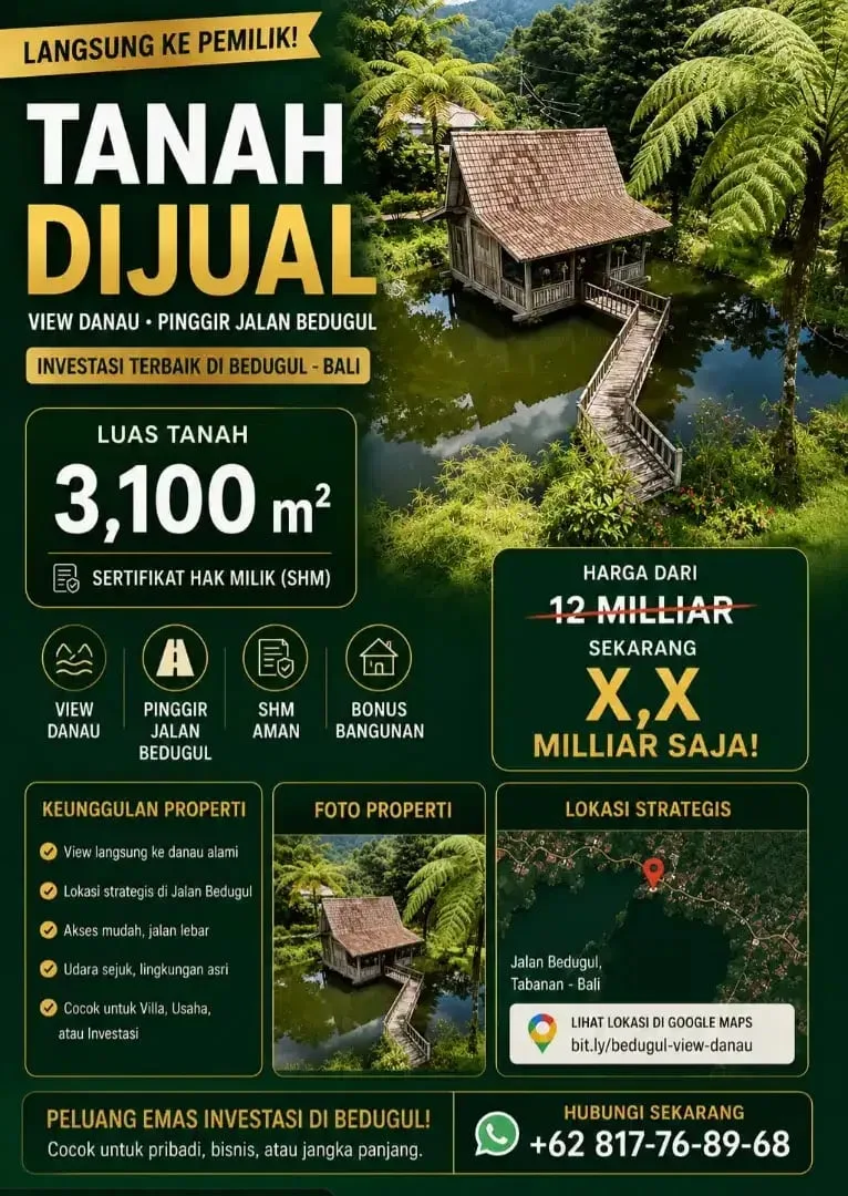 Dijual tanahjalan utama Raya Bedugul, Baturiti, Bali, Langsung Pemilik - Image 1 of 4