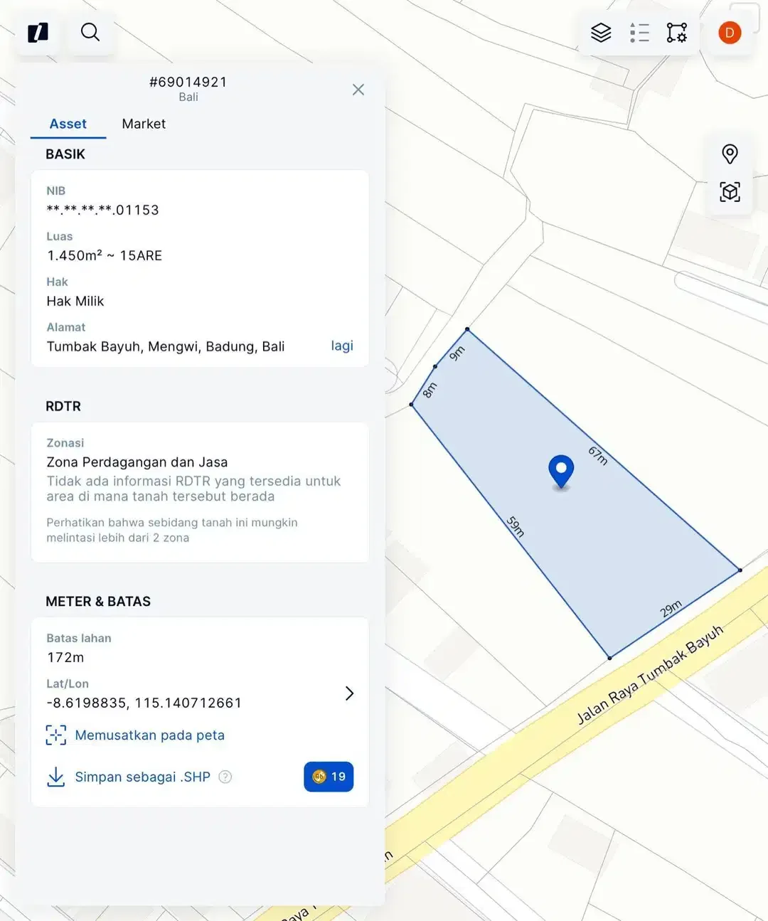tanah murah di jalan utama tumbak bayuh canggu, lokasi strategis - Image 3 of 7