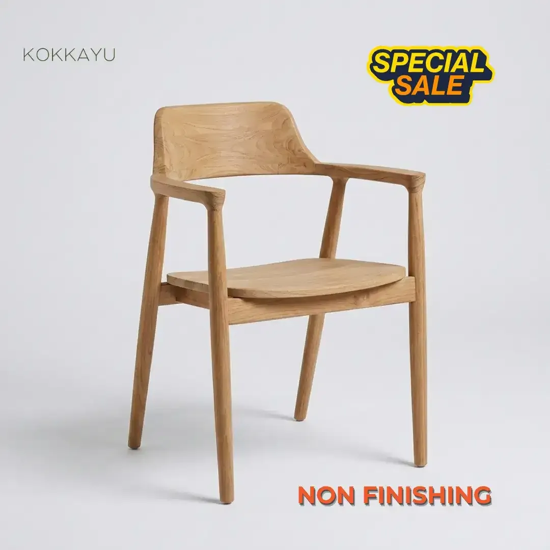 Kursi Cafe Heroshima Makan Restoran Japandi Kayu Jati [Non Finishing] - Image 1 of 4