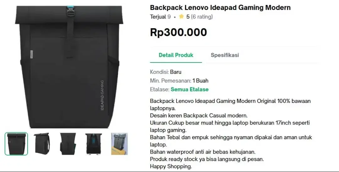 [FS] Tas Ransel Laptop LENOVO Ideapad Gaming 16 Inch 17 Inch - Image 6 of 6