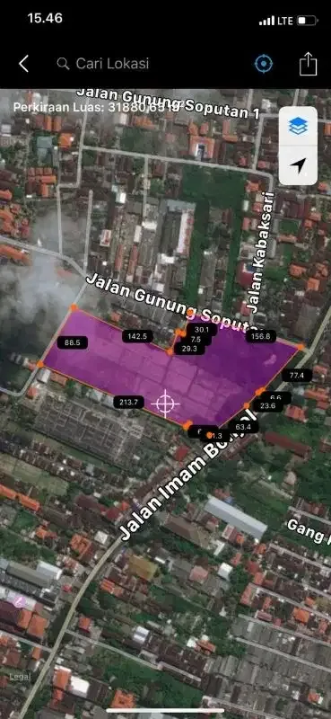 JUAL TANAH 3,09 HEKTAR (30.900M²) jalan raya IMAM BONJOL DENPASAR arah KUTA BALI - Image 2 of 10