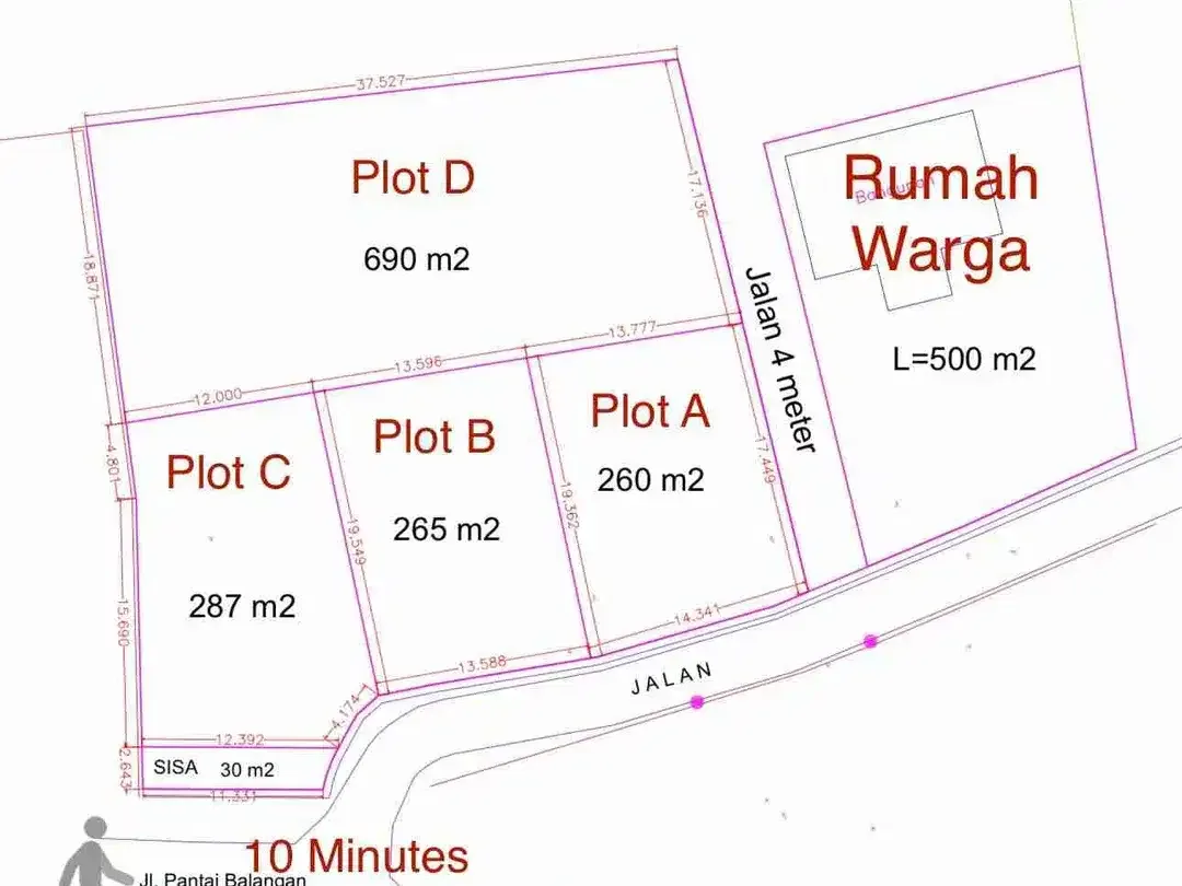 DI SEWAKAN TANAH LUAS GLOBAL 1500m² YANG TERLETAK DI KAWASAN Jl.Pantai Balangan - Image 3 of 3