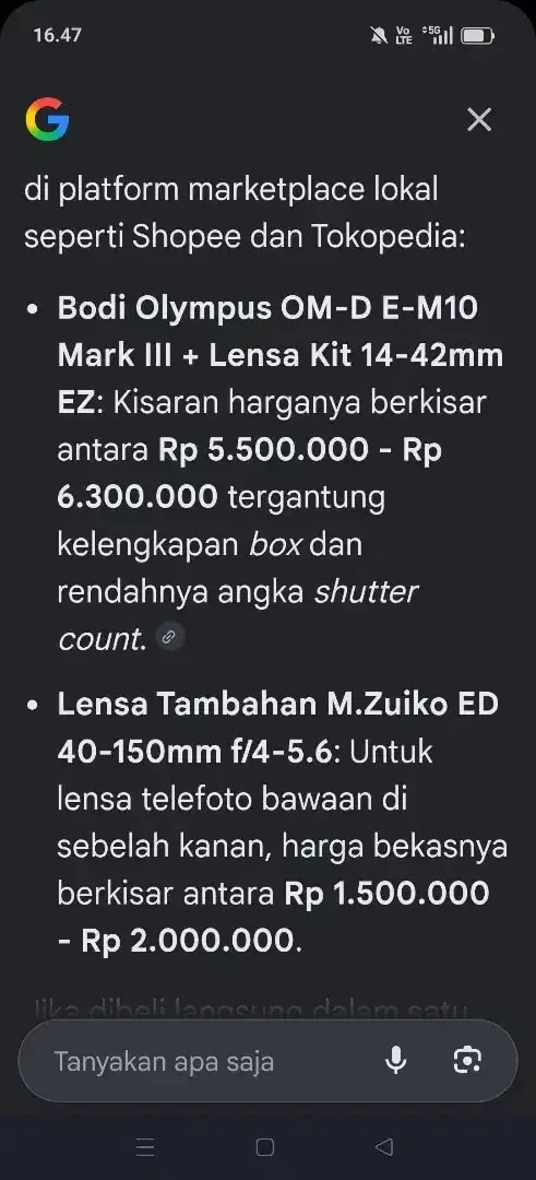 Kamera Olympus fullset like new plus Lensa - Image 7 of 8