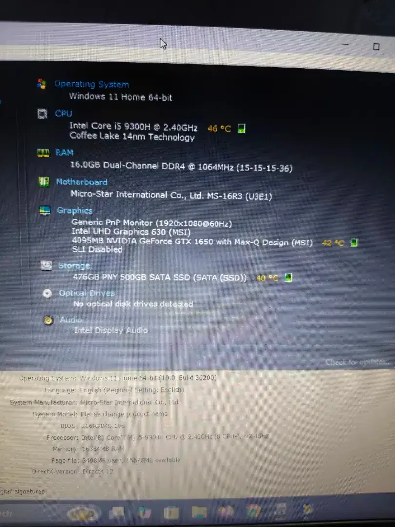 MSI Gaming MS-16R3 intel Core i5 Gen-9 (16/512gb) GTX 1650 NORMAL - Image 5 of 5