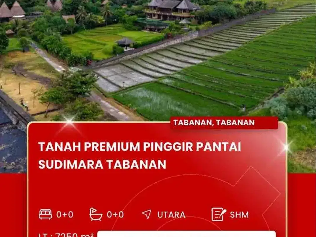 DIJUAL TANAH STRATEGIS PINGGIR PANTAI SUDIMARA TABANAN BALI - Image 1 of 8