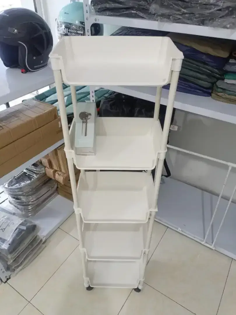 Rak Troli Serbaguna 5susun Bhn plastik Tebal Awet+roda Uk.30x20x108cm - Image 2 of 7