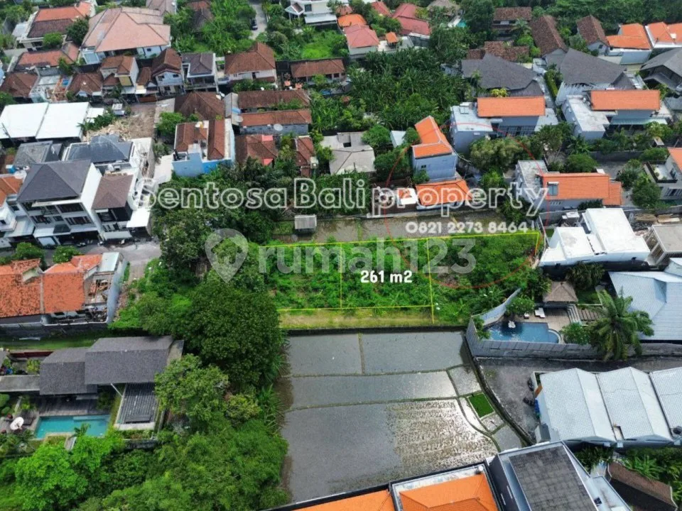 Tanah 261m2 di Semer Kerobokan View Sawah , Lingkungan Villa - Image 3 of 4