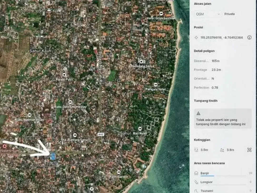 Tanah dan Bangunan 1 Lantai Disewakan, di Bypass Sanur, Denpasar Area - Image 3 of 3