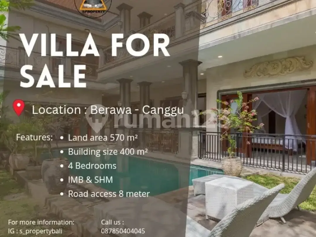 Dijual Villa Mewah Daerah Central Berawa Canggu Bali - Image 1 of 5