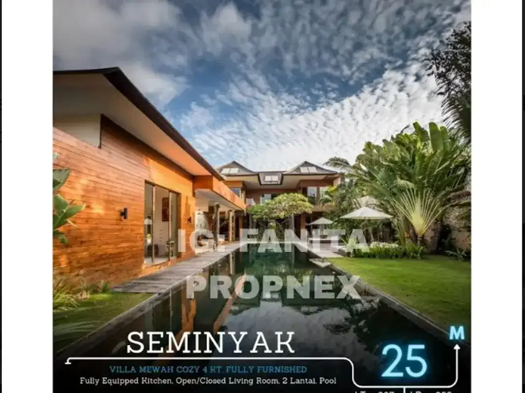 Dijual villa mewah di Seminyak,Bali LT 827m2 LB 955m2,swimmingpool,4BR - Image 1 of 10