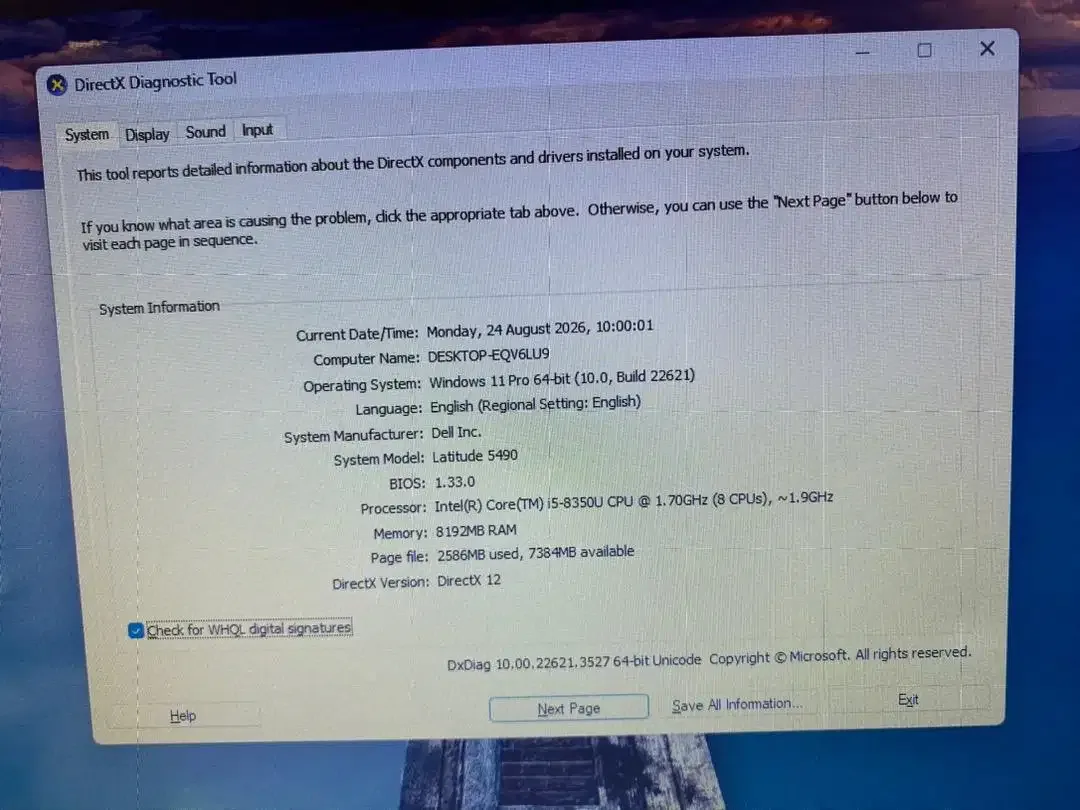 Laptop DELL Latitude E5490 Core i5Gen8 Ram 8GB SSD 256GB Mulus Kuat - Image 10 of 10